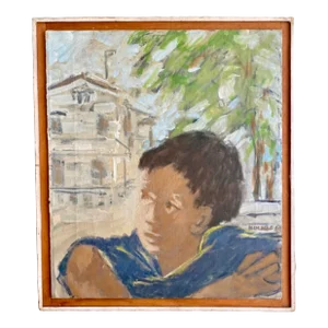 Eileen Holding Listed New York Artist Original Oil Painting ‘Summer Portrait’ + Exhibition Label