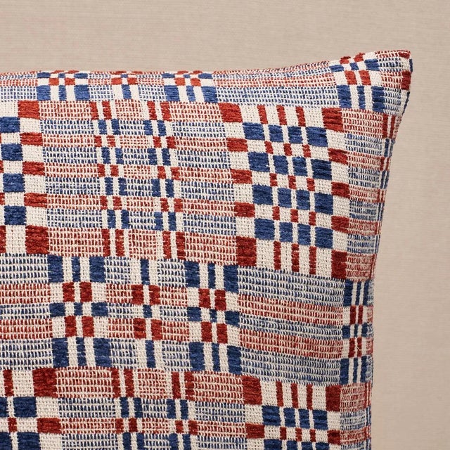 This pillow features Brimfield with a knife edge finish. Inspired by a vintage textile we found at the famed Brimfield...