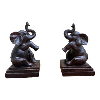 Vintage Ceramic Elephant Bookends - Set of 2 For Sale