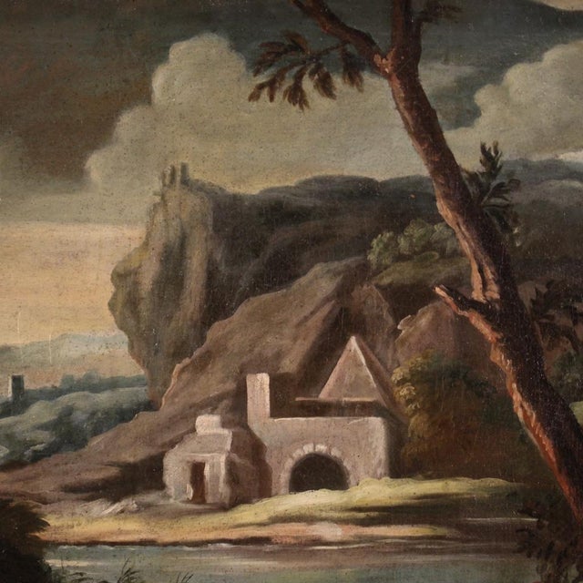 Italian Artist, Landscape with Characters, 1750, Oil on Canvas For Sale - Image 7 of 16