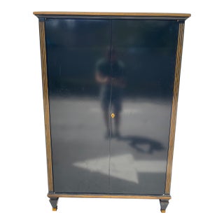 Theodore Alexander Cabinet, Black, Gold, Bar Cabinet For Sale