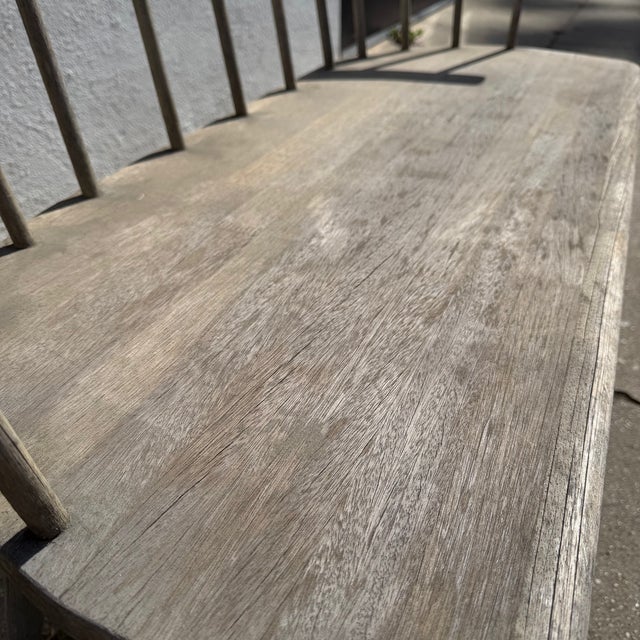 Vintage Spindle Back Windsor Bench For Sale - Image 9 of 12