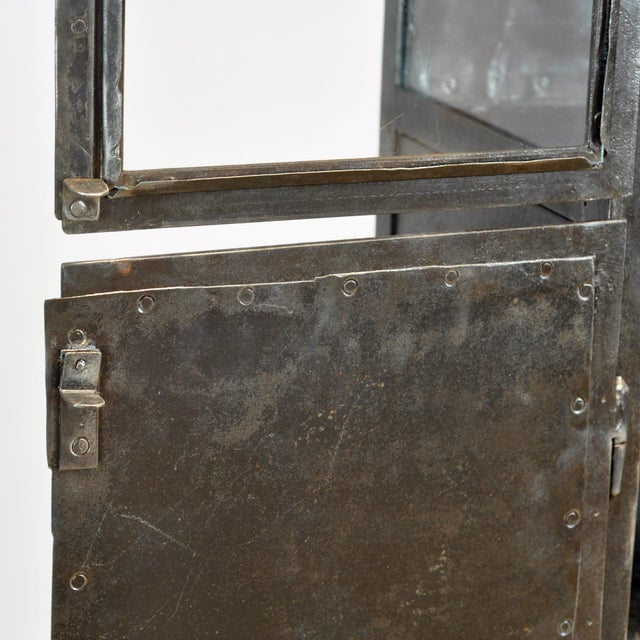 Antique Industrial Metal Display Cabinet, 1920 For Sale - Image 11 of 14