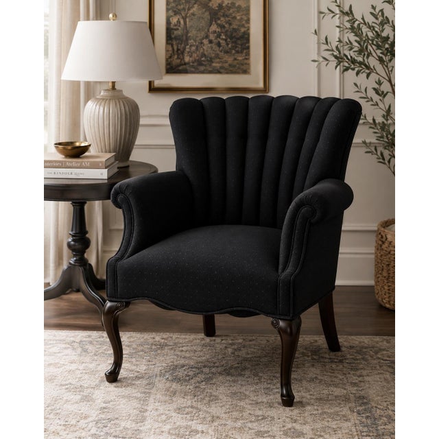 MID-20TH CENTURY CHANNEL-BACK LOUNGE CHAIR A striking mid-20th-century channel-back lounge chair, circa 1940s–1950s,...