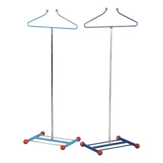 Bauhaus Chrome-Plated and Lacquered Steel Coat Racks, Czechoslovakia, 1920s, Set of 2 For Sale