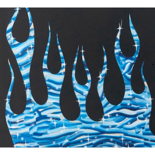 Early 21st Century Jesse Spears Blue Flame Car Oil on Canvas For Sale - Image 5 of 7