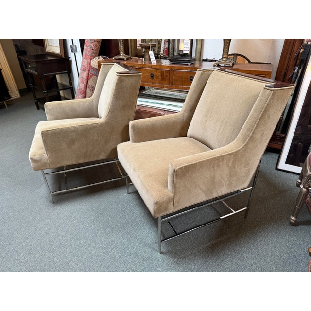 Contemporary Michael Weiss for Vanguard Furniture Mohair Chairs, Pair For Sale - Image 3 of 12