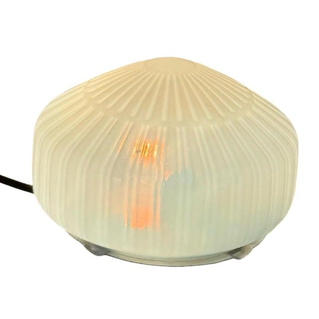 Bauhaus Art Deco Ceiling Lamp with Opaline Glass and Metal Mount, Czechoslovakia, 1960s For Sale - Image 3 of 10
