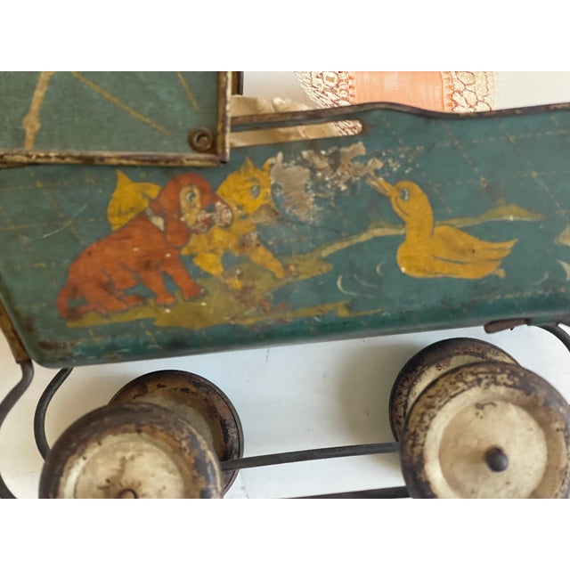 Ceramic Antique Marklin Toy Doll Carriage With Porcelain Baby Doll For Sale - Image 7 of 9