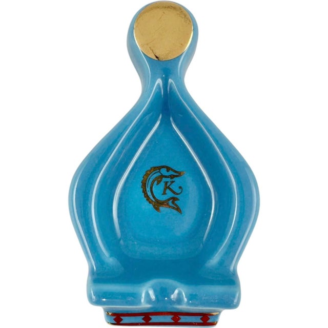 Caviar Kaspia Paris Restaurant Blue Ceramic Ashtray For Sale - Image 9 of 11