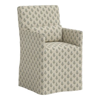 Stoffer Home x Cloth & Company Lindy Slipcover Dining Arm Chair in Francie Sage For Sale