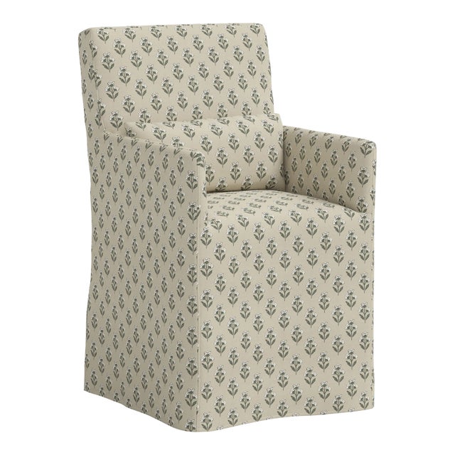 Stoffer Home x Cloth & Company Lindy Slipcover Dining Arm Chair in Francie Sage For Sale