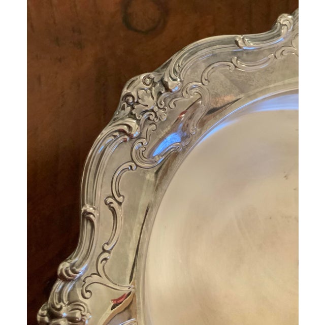 Metal Vintage Gorham Silver Tray Used as Dog Bowl, Catchall, Serving Dish or Wine Coaster for Bar Cart, Vanity Styling, Palm Beach Regency or Traditional For Sale - Image 7 of 10