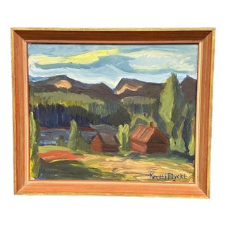 Kerstin Flyckt, Mountain Landscape, 1960s, Oil on Panel, Framed For Sale