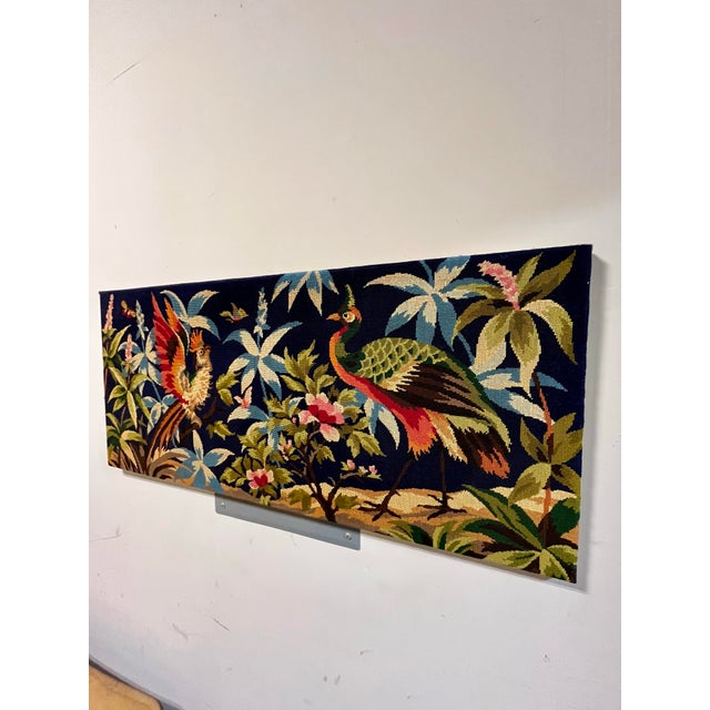 Vintage French Needlepoint Tapestry Birds of Paradise For Sale - Image 11 of 11
