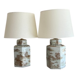 Pair of Ginger Jars Turned Lamps For Sale
