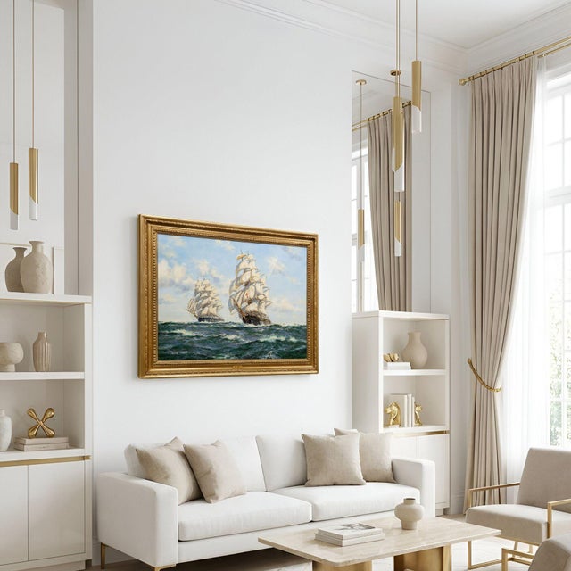 HENRY SCOTT, R.S.A. British, 1911–2005 "Frisco Bound: The Great American Clippers 'Dreadnought' and 'New World'" Oil on...