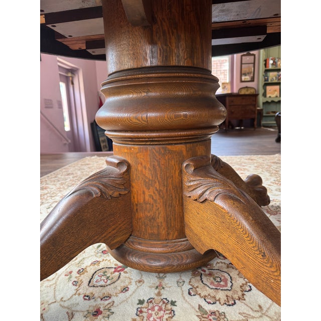 Antique Oak Pedestal Table With Clawfeet For Sale - Image 14 of 14