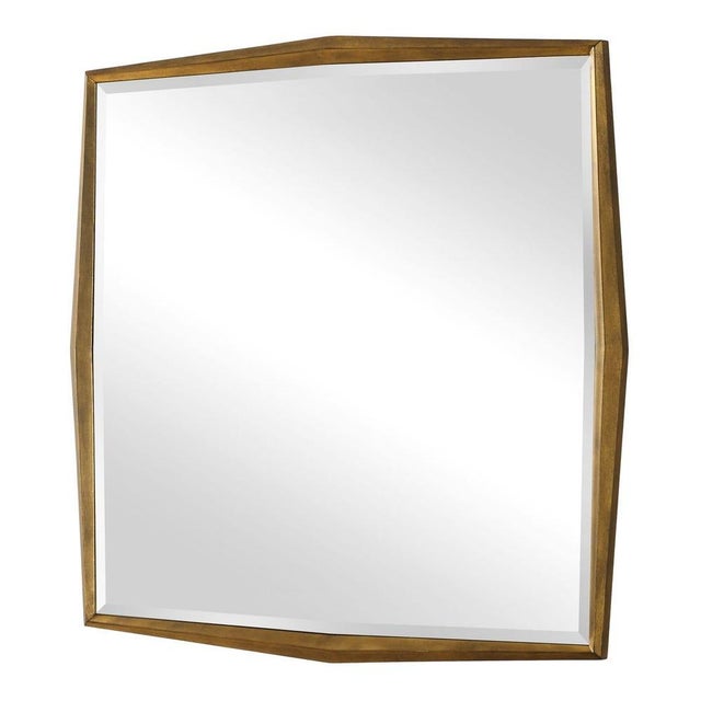 Contemporary Point Square Gold Mirror-New For Sale - Image 3 of 6
