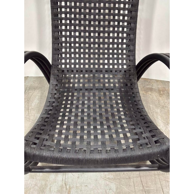 Black Baker Modern Nero Finish Rattan and Woven Rawhide Rollick Rollick Rocking Chair For Sale - Image 8 of 8