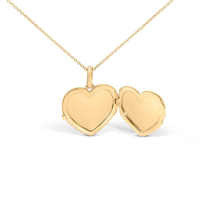 Contemporary Gold Vermeil 1/10 Cttw Diamond Heart Locket Pendant Necklace For Sale - Image 3 of 4