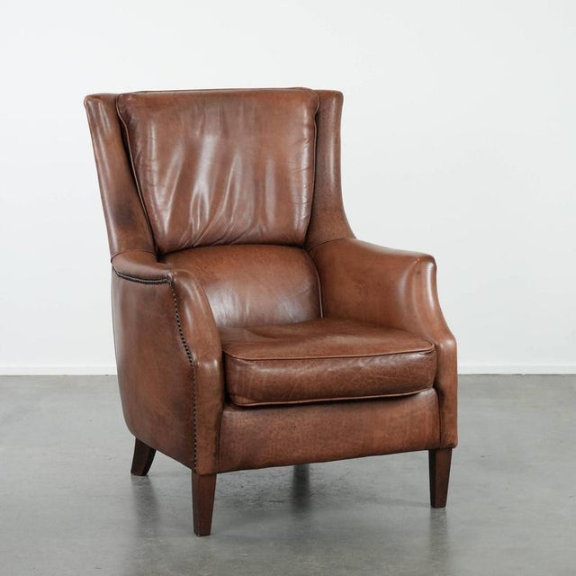 Cognac Brown Cowhide Armchair For Sale - Image 15 of 15