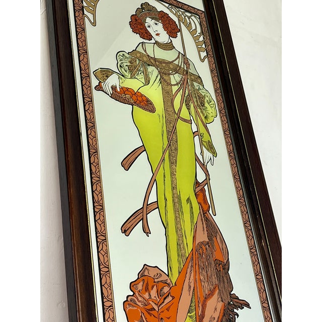 Art Nouveau Mucha Autumn Picture Mirror, 1970s For Sale - Image 18 of 18