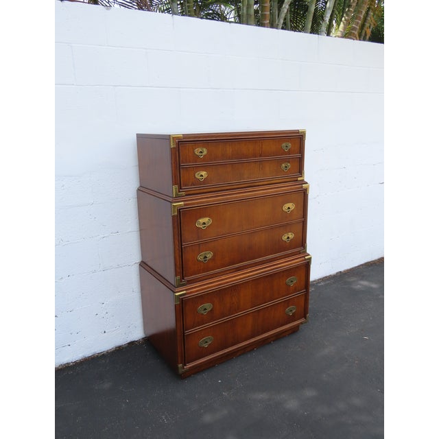 Wood Lexington Furniture Hollywood Regency Campaign Tall Chest of Drawers 6637 For Sale - Image 7 of 18