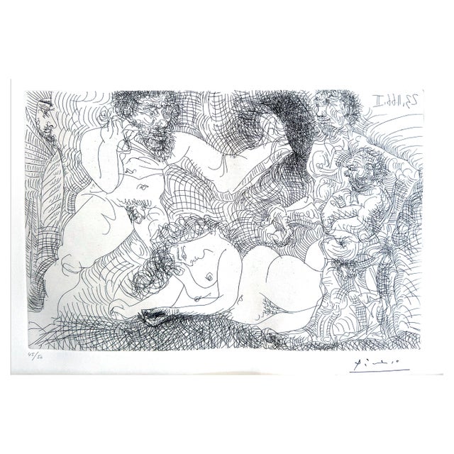 Pablo Picasso, Three Men Arguing with Woman in Front of a Emir, Etching, 1966 For Sale