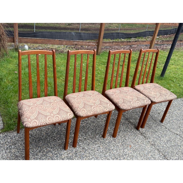 1980s 1980s Koda Woodcraft Danish Modern Teak Slat Back Side Dining Chairs -4 For Sale - Image 5 of 8