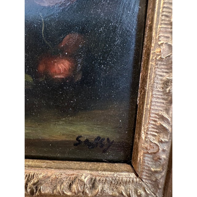 Vintage Floral Still Life Paintings in Giltwood Frames -a Pair For Sale - Image 9 of 12