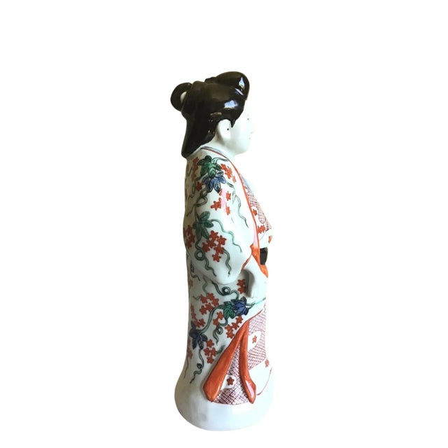 Mid 20th Century Vintage Asian Male Handcrafted Hand Painted Glossy Porcelain Figurine For Sale - Image 5 of 9