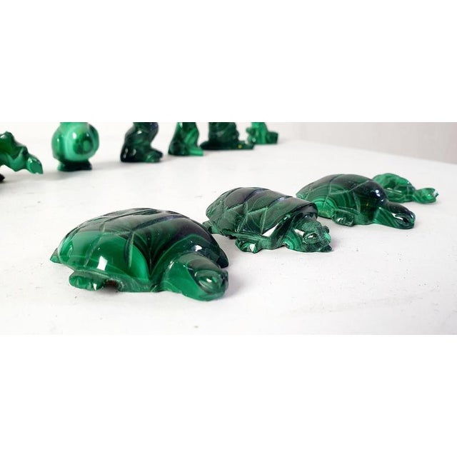 1980s Mid-Century Modern Handmade Malachite Animal Sculptures, Congo, 1980s, Set of 17 For Sale - Image 5 of 11