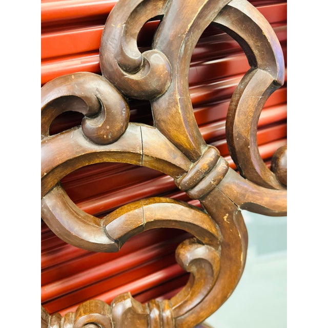 Large 60in Ornate Carved Wood Wall Mirror For Sale - Image 11 of 11