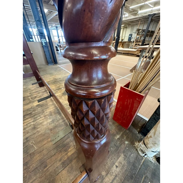 Vintage Traditional Hand Carved Solid Walnut Queen Four Poster Bed For Sale In Chicago - Image 6 of 7