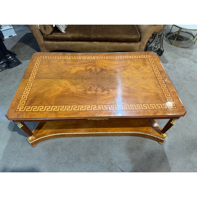Cherry Wood Greek Key Inlay Coffee Table For Sale In Las Vegas - Image 6 of 6