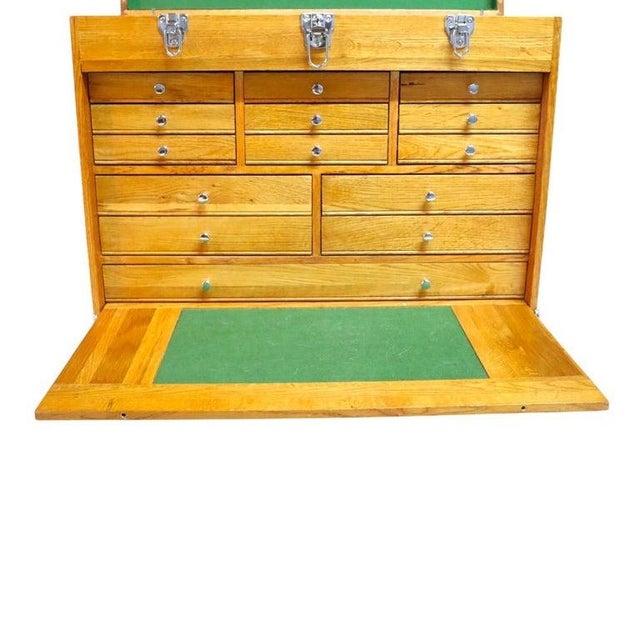 Vintage Oak 14 Drawer Machinist Chest C1960 For Sale - Image 12 of 12