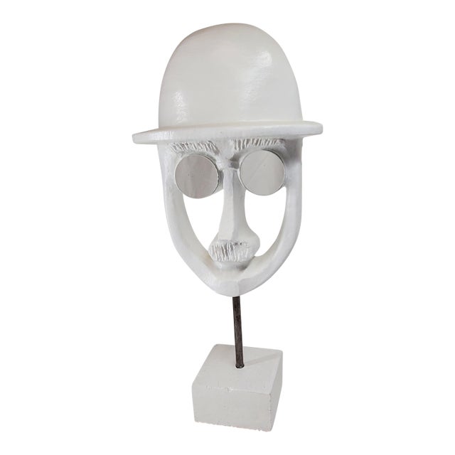 1960s David Gil ' Man With Bowler Hat ' Sculpture Faces Artwork With Bennington Potters For Sale