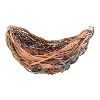 Handmade Signed Grapevine & Split Oak Basket For Sale