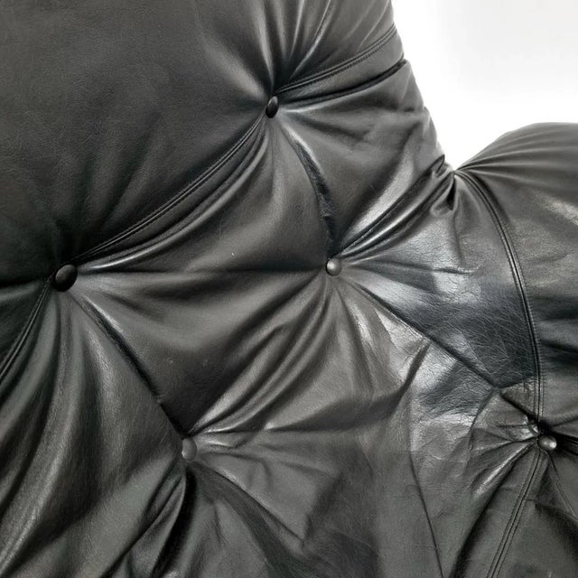 Black Leather Lounge Chair, 1973 For Sale - Image 4 of 6