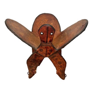 Antique Middle Eastern Indian Leather Ornate Camel Saddle For Sale
