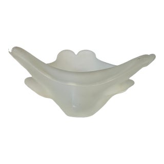 Art Nouveau Frosted Glass Trinket Bowl in Organic Form For Sale