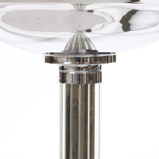Pair of Art Deco Machine Age Chrome and Glass Rod Torchieres For Sale - Image 16 of 17