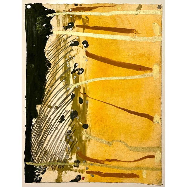 Stanley Boxer Mixed Media Abstract Expressionist Painting on Paper in Gold, 1987 For Sale - Image 13 of 13