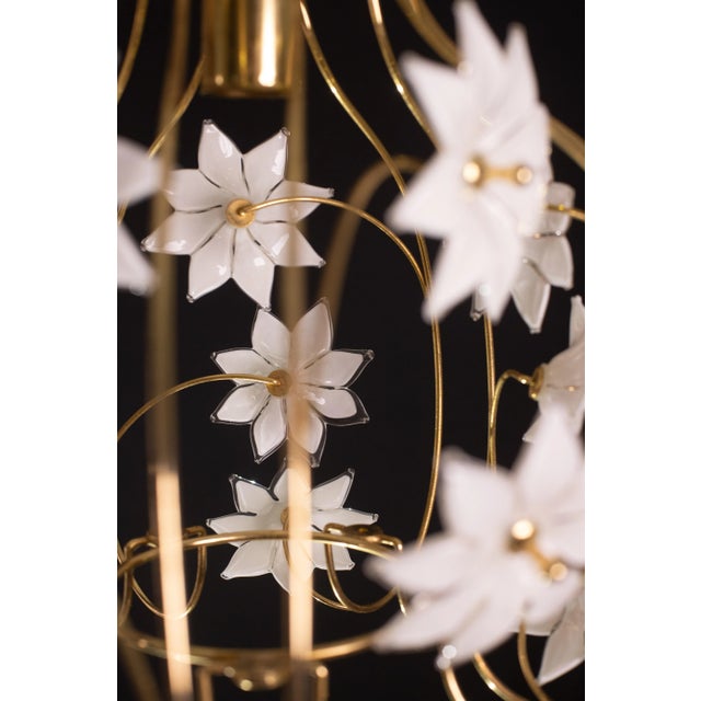 White Vintage Murano Chandelier White Flowers, 1970 For Sale - Image 8 of 12
