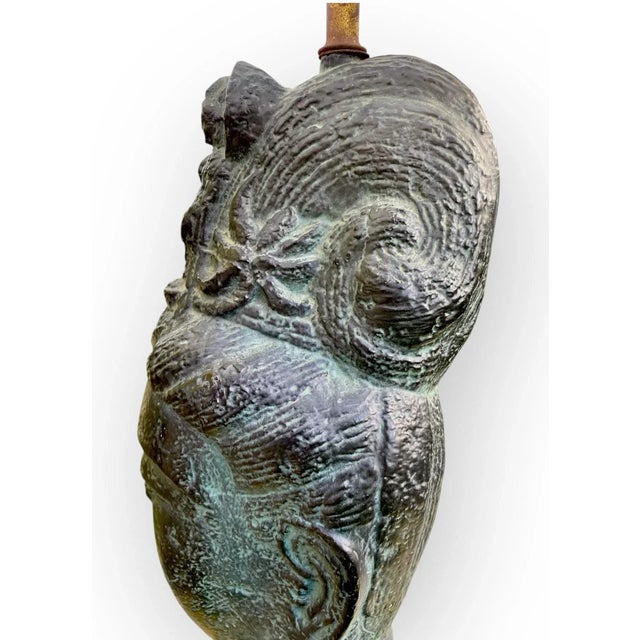 Green James Mont Ceramic Tara Buddha Head Lamp, Circa 1950 For Sale - Image 8 of 18