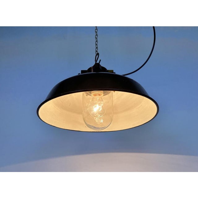 Industrial Black Enamel Factory Pendant Lamp, 1950s For Sale - Image 17 of 18