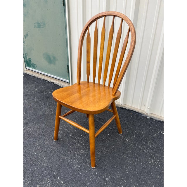 Wood Windsor Style Cherry Dining Chairs- Set of 3 For Sale - Image 7 of 12