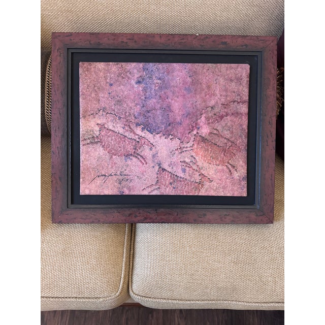 1990s Petroglyph-Inspired Southwest Watercolor, 1999 | Signed Jerry W. Fuhriman | Mineral Tones For Sale - Image 5 of 5