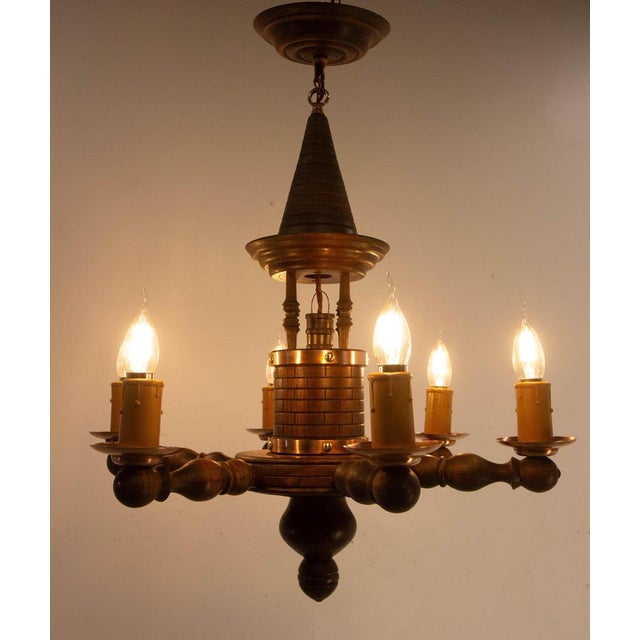 French Beech Well Chandelier, 1940 For Sale - Image 9 of 11